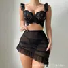 Comercio Exterior Europeo y Americano Transfronterizo Lencería Sexy Tallas Grandes Ligero Sexy de Encaje Transparente Camisón Femenino Delgado Transparente Falda de Cadera