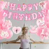 Suministros de decoración para fiestas transfronterizas juego de fiesta de cumpleaños de princesa de ballet rosa con pancartas, decoraciones en espiral y adornos para pasteles
