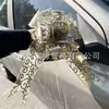 Nuevo 6.4cm gasa de nieve a través de flor grande dorada a mano flor flor empaque de regalo decoración de coche de boda flor 70#