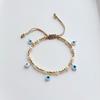 Ins Estilo Étnico Nicho Ojos Azules de la Suerte Pulsera Tejida a Mano con Cuentas de Perlas Naturales Joyería Europea y Americana Transfronteriza