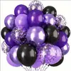 Conjunto de balões roxo e preto 12 polegadas látex decoração de festa arranjo de aniversário balões de cena balões de cor mista balões redondos