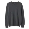 Suéter 100% cachemira pura, jersey sin costuras de cuello redondo, manga larga, top de punto simple de color liso, suéter de cachemira para mujer