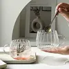 Taza de Vidrio con Rayas Verticales de Pétalo, Resistente al Calor, Taza de Café de Aspecto Elegante, Taza de Leche