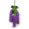Flores de Glicinia Simuladas, Flores Falsas Violetas, Flores de Seda, Enredadera Floral Artística para Techo de Interior para Sala de Estar, Materiales de Decoración para Bodas