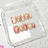 Adesivos de Unha com Polka Dot Estrela Degradê 10 Peças Codificados Olho de Gato Manicure Curta Fashion Simples Glitter Unhas Usáveis