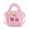 Bolsa de Mão de Pelúcia Fofa Transfronteiriça Bolsa de Ombro Bolsa Transversal Porta-Moedas Laço de Cereja Flor Bolsa Infantil Fabricante Atacado