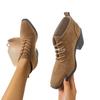 Botas de Inverno Outono Europeias e Americanas de Cadarço Frontal com Renda na Frente Estilo Britânico Botas Curtas Redondas para Mulheres Atravessam Fronteiras Tamanho Grande Atacado Tamanho Grande