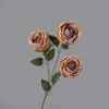 Flor Artificial Rosa de Princesa Real de Tres Cabezas, Flor Falsa para Exhibición de Ventana de Hotel Restaurante, Decoración de Arreglo Floral, Accesorios de Fotografía al por Mayor