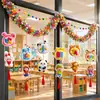 Decorações para a volta às aulas para escola primária e jardim de infância, atmosfera de cerimônia, guirlandas de bandeirinhas, arranjos de cena para sala de aula, guirlandas de lamê, decorações suspensas