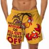 Pantalones de playa para hombre 2022 divertidos con estampado 3D de cabeza de pavo bañadores pantalones de playa plátano parodia pantalones cortos europeos y americanos
