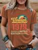 Camiseta de manga curta com gola redonda estampada Vintage 1979, nova para o verão, confortável, com senso de design, em estoque na Europa e América