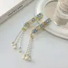 Pasador de Pelo Azul Estilo Francés Nuevo Estilo Chino con Borla de Perlas Florales para Mujer, Nuevo Clip para Flequillo Lateral, Pinza para el Cabello, Pinza de Pato