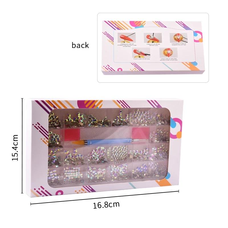 21格盒装美甲钻玻璃水晶平底钻 (4)