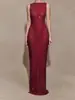 Otoño Nuevo Moda de Exportación Europea y Americana Color Puro Elegante Elegante Vestido Largo Cremallera Cintura Abertura Delgado y Sexy