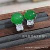Pendientes de plata de ley 925 con aguja incrustada de calcedonia verde hielo pendientes de ágata verde esmeralda pendientes de jade rojo neto una variedad opcional