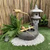 Fuente de piedra estilo japonés con agua corriente, Lámpara de piedra de bambú para atraer ciervos, Decoración de paisaje para jardín y balcón