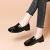 Mocasines Retro de Tacón Bajo con Suela Blanda Estilo Británico para Mujer, Nuevos Planos Versátiles Primavera/Otoño, Zapatos Pequeños de Cuero con Tacón Grueso Suave para Viajar