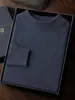 Suéter Gola Alta Casual Business Malha de Caxemira Tricô Jacquard Espessado Fio Duplo Sete Agulhas Lã Nova Masculino