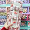 Lazo de Tela de Puntos Rosa Dulce Cereza Pinza para el Cabello Infantil Pasador para el Cabello de Bebé Pinza para Flequillo de Estudiante de Primaria Pinza para el Cabello