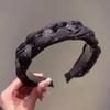 Diadema de Lazo de Tela Plisada con Hoja de Diamante Diadema de Temperamento Elegante Francés Accesorios para el Cabello de Moda de Cráneo Alto Venta al por Mayor