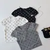 Camiseta de Lunares para Niña 26 Primavera/Verano, Camiseta Básica Versátil de Manga Corta con Estampado de Lunares para Bebé Niña, Ajustada, Cuello Redondo