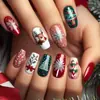Arte de Uñas Navideño con Uñas Estilo Ballet de Longitud Media, Árbol de Navidad, Copos de Nieve, Renos y Bastones de Caramelo, Pegatinas Reutilizables para Uñas Falsas