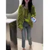 23015 Da Ai Mei Yuan 2025 Primavera Nuevo Top Coreano Holgado de Color Sólido con Diseño Fruncido para un Aspecto Adelgazante y Juvenil para Mujeres