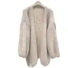 Cardigã macio de malha de comprimento médio estilo coreano para mulheres, novo outono e inverno, cor sólida, versátil, solto, casaco suéter casual