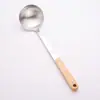 Espátula de cocina de acero inoxidable 304 con mango de madera, cuatro juegos, venta al por mayor