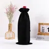 Saco de vinho de linho franzido com cordão atacado spot saco de embalagem para vinho Champagne conjunto de sacos de vinho de linho grosso imprimível