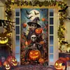 Novo banner de porta de Halloween estilo europeu e americano transfronteiriço, tecido de fundo, decoração de atmosfera com tema de abóbora, bandeira externa
