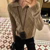 Suéter de Punto Kaning Estilo Coreano Ajuste Delgado Cuello Polo 2026 Otoño e Invierno Nuevo Suéter Pulóver Suave y Lujoso