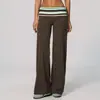 2026 Nuevo Conjunto de Yoga de Lunares Europeo y Americano con Cintura Plegable para Mujer Top de Manga Larga Pantalones de Pierna Ancha Conjunto de Dos Piezas Alta Elasticidad