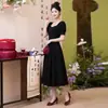 Vestido Negro de Cuello Cuadrado con Mangas Abullonadas para Mujer, Elegante Vestido de Longitud Media con Cuello Cuadrado, Ceñido a la Cintura, Corte Entallado para Compromiso, Homecoming, Banquete