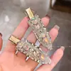 Nuevo Estilo de Principios de Primavera Pinza para el Cabello de Cristal Colorido con Pedrería, Pinza de Pato Sin Costuras, Pinza Lateral de Gama Alta, Pinza para Flequillo y Extensiones de Cabello, Accesorio para el Cabello