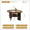 Mesa Redonda Maciza de Madera Vintage Estilo Francés, Mesa de Café de Doble Capa y Mesa Auxiliar para Sala de Estar de Mediados de Siglo, Mesa de Té Pequeña de Diseñador