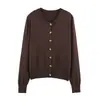 Cárdigan de punto liso para mujer, otoño e invierno, nuevo, con ribete de botones dorados, simple, de manga larga, prenda exterior, estilo europeo y americano, transfronterizo