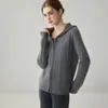 Cardigã de malha grossa em tricô de cabo 100% caxemira, macio e confortável, estilo outono/inverno, quente, com capuz, zíper, peça de outer wear de alta qualidade