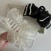 Pinza Pinza Elegante Estilo Coreano Perla Lazo Malla Grande Pinza Tiburón Accesorios para el Cabello para Mujer 2025 Nuevo