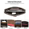 Carteira Masculina Transfronteiriça Couro Longa Couro Bovino Camada Superior Multi-cartões Antifurto Bolsa para Cartões Portátil Zíper Porta-moedas