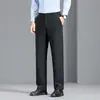 Outono e Inverno Estilo Grosso Roupa de Pai Jinan Alta Elasticidade Calças Ocidentais Masculinas Retas Largas Casuais Longas Roupas para Homens de Meia-Idade e Idosos Cropped
