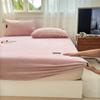 Juego de tres piezas de gorro de cama de terciopelo de leche engrosado Cubierta protectora de cerramiento completo de 360 grados Simmons cubierta de colchoneta marrón venta al por mayor generación