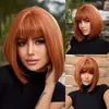 Peruca Lace Front Europeia e Americana Estilo Bobo Cabelo Curto Preto Peruca Fibra de Alta Temperatura Repartição no Meio Cacheado para Dentro Cabelo Curto Liso Venda por Atacado