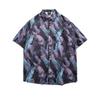 Marca Nueva de Tendencia Transfronteriza Primavera y Verano Camisa de Playa de Manga Corta Estampada Estilo Hong Kong para Hombre Holgada y Versátil Casual Camisa Floral para Pareja