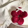 Nova Faixa de Cabelo Infantil com Estampa Xadrez Vermelho e Flores, Elástico de Cabelo