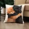 Funda de almohada para sofá transfronteriza, felpa corta agradable a la piel, funda de almohada de gato animal lindo, funda de cojín para sala de estar, no incluye relleno