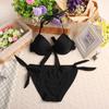 Traje de Baño Bikini Triángulo Dividido de Color Sólido con Soporte de Acero Recogido Bikini de Moda Europea y Americana Traje de Baño de Dos Piezas para Mujer