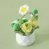 Ornamento Feito à Mão para Casa e Escritório Floco de Neve Fio Cesta de Flores Dupla Face Pequena Planta em Vaso Bolsa de Mensageiro Cesta de Flores Rosa Floral Fofa