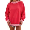 Sudadera retro patchwork transfronteriza europea y americana para mujer 2026, mangas raglán de contraste multicolor, estilo de longitud media adelgazante y versátil