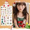 Adesivo de tatuagem fofo de desenho animado de natal para mulheres, adesivo de braço e rosto, maquiagem, decoração de festa, papai noel, boneco de neve, alce